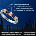 thumbnail image 2 of Gem Stone King 925 Silver and 10K Yellow Gold Pink Lab Grown Diamond and Blue Sapphire Wedding-Bands Ring for Women | 0.98 Cttw | Round 3.5MM | Gemstone April Birthstone | Size 9, 2 of 6