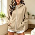 thumbnail image 4 of Atogsazn Childrens Girls Full Zip Oversized Hoodies Kids Casual Long Sleeve Hodded Sweatshirt Fall Jacket Outerweear Khaki 9-10 Years Fashion, 4 of 8