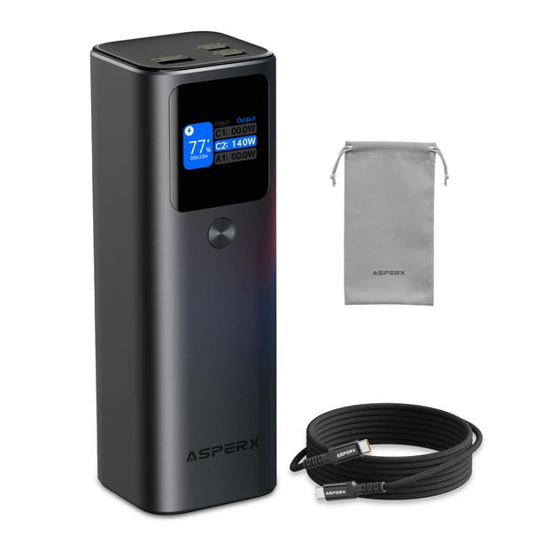 Power Bank AsperX 27,600 mAh 162,5 W de aluminio Unibody PD3.1