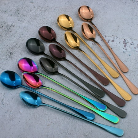 

Sunjoy Tech 2-Piece 7.6-Inch Long Handle Iced Tea Spoon Coffee Spoon Ice Cream Spoon Stainless Steel Cocktail Stirring Spoons
