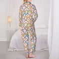 thumbnail image 6 of Wukai Rainbow Flowers Print Women's Pajama Set - Soft Long Sleeve Sleepwear for Comfort and Style-Large, 6 of 9