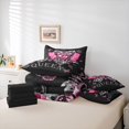 thumbnail image 6 of jejeloiu Pink Sequin Print 7-Piece Twin Bedding Sets,3D Diamond Butterflies Bedding Comforter Set,Leopard Print Bowtie Sheet Sets For Girls,Ultra Soft Home Decor Reversible, 6 of 8