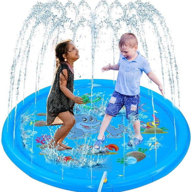 Diversión acuática al aire libre para niños: 67" cojín inflable del chapoteo - estera del juego del agua con la edad de los rociadores - juguete del agua del niño para el verano Sp