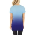 thumbnail image 3 of Pompotops T-shirt Décontracté à Manches Courtes Imprimé Dégradé Col en V pour Femmes, 3 of 7
