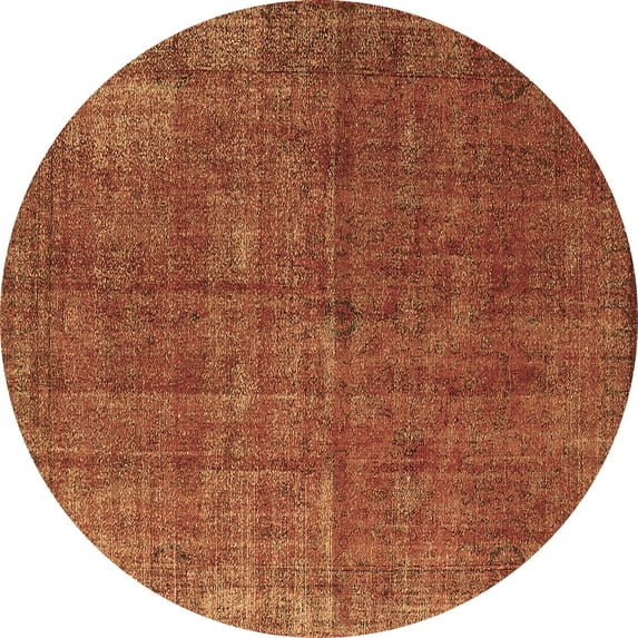 Ahgly Company Machine Washable Indoor Round Oriental Brown Industrial Area Rugs, 5' Round