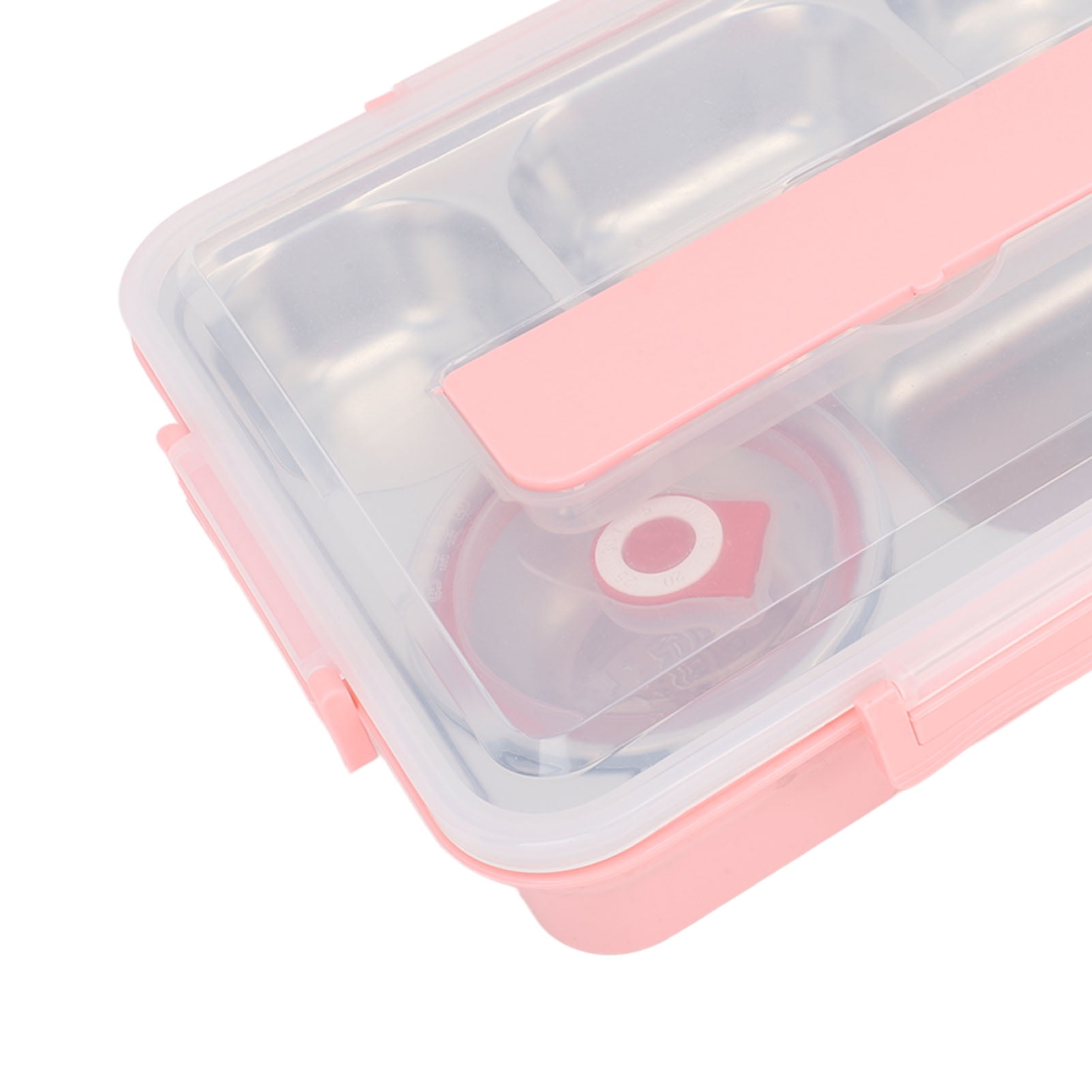 5-Compartment Stainless Steel Lunch Box Set - Heat Preservation Container with Chopsticks & Spoon, Pink