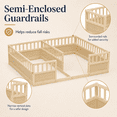 thumbnail image 5 of Miniyam Double Twin Size Floor Bed, Wood Kids Bed with Guardrails, Natural, 5 of 7