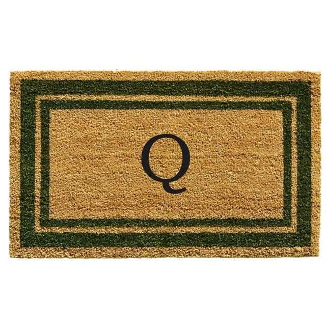 Calloway Mills 153041830Q 18 x 30 in. Sage Green Border Monogram Rectangular Doormat, Natural - Letter Q