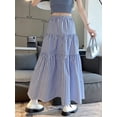 thumbnail image 2 of Womens Maxi Skirts Plus Size Blue and White Striped Tiered Maxi Skirt for Women Flowy Ruffle Boho Long Skirt S-2XL, 2 of 5