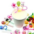 thumbnail image 3 of Riguas 5Pcs Straw Cover for Tumbler Dustproof Straw Topper Lollipop Design Silicone Straw Tips Lids Cute Straw Protector Straw Decoration Party Favors, 3 of 8