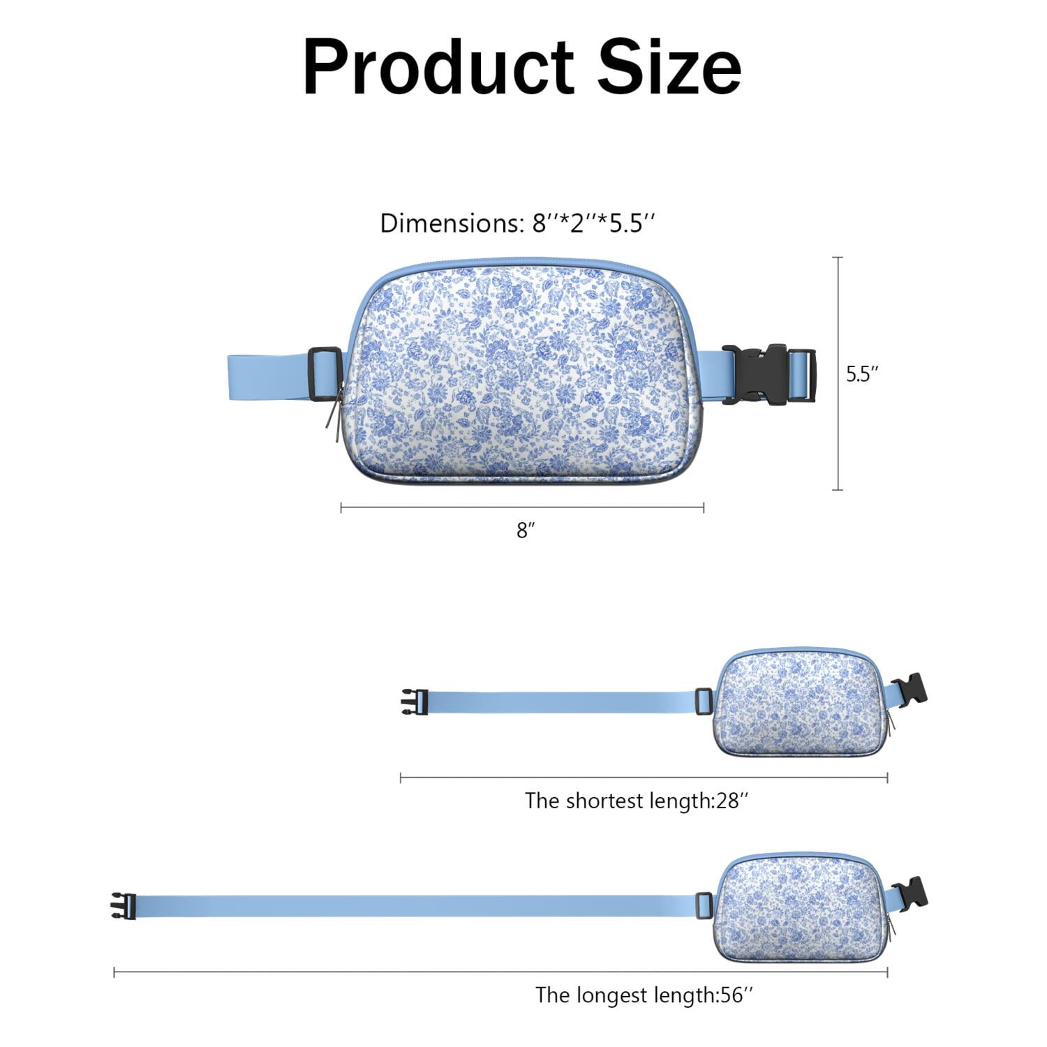 Garden-Inspired Fanny Pack – Floral Waist Bag with Tropical Wildflower Print & Hummingbird Aesthetic