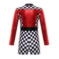 thumbnail image 2 of Ocealan Kids Girls Speed Racer Dance Bodysuits Metallic Mock Checkboard Jumpsuits Red 8, 2 of 6