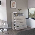 thumbnail image 7 of Miekor Furniture Peru L Four Drawer Dresser, Superior Top, One Open Shelf -Light Gray / White B5A1664, 7 of 7
