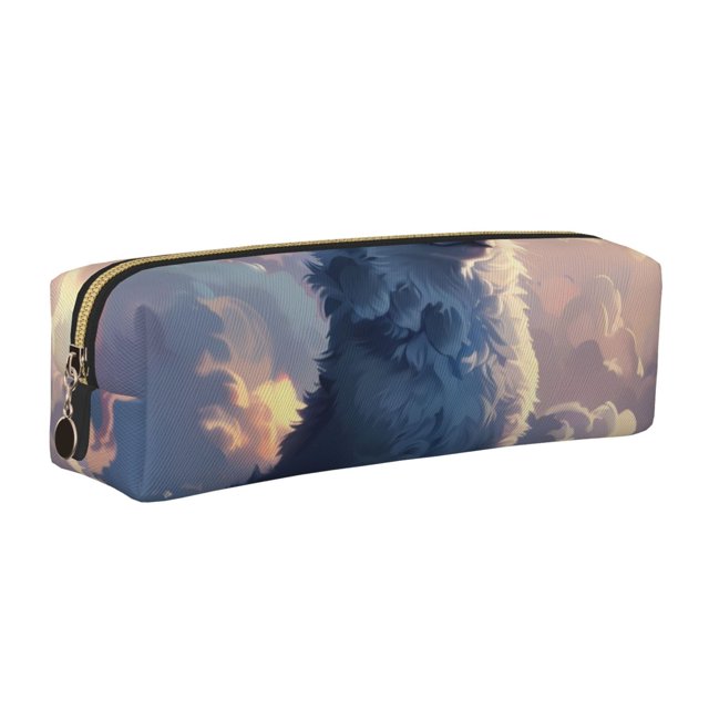 Disketp Cloud Wolf Estuche de Lápices de Cuero con Cierre, Estuche Compacto para Papelería, Bolígrafos y Accesorios Pequeños
