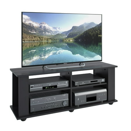 CorLiving Fillmore Ravenwood Black Engineered Wood TV Stand with 4 Open Shelves for TVs up to 55"