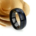 thumbnail image 2 of Men's Women's Tungsten Wedding Band Engagement Ring 8mm Blue Wood Inlay Black Ring, SZ 15, 2 of 3