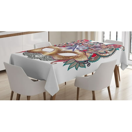 

Ambesonne Mardi Gras Tablecloth Rectangular Table Cover Venetian Ornate 52 x70 Multicolor