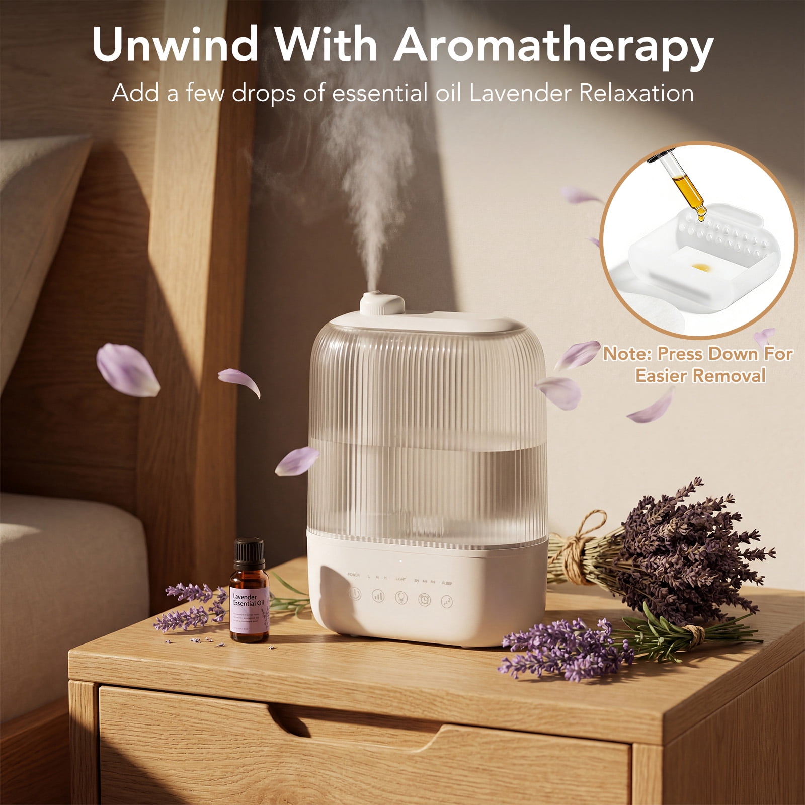 CRZOE 3L Top Fill Humidifier for Bedroom, Smart Humidity Control, Quiet Ultrasonic Cool Mist with 360° Nozzle, 7-Color Light & Essential Oil Diffuser for Home Baby Room