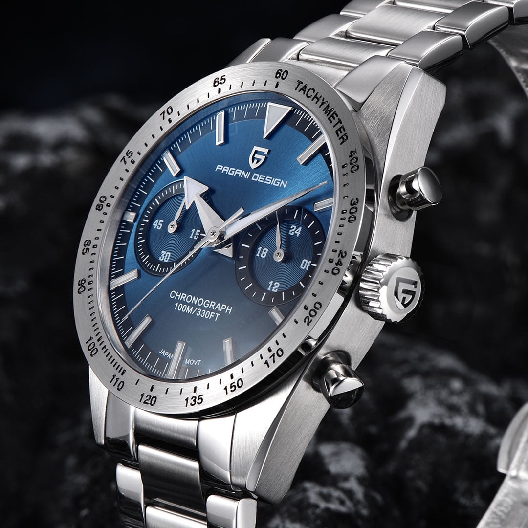 PAGANI DESIGN Men's Chronograph Quartz Watches 40mm Stainless Steel Waterproof Sports Business Wrist Watch for Men