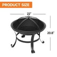 thumbnail image 7 of 22" Outdoor Wood Burning Portable Fire Pit with Spark Screen Cover, Log Grate, Waterproof Cover and Fire Poker for Outdoor Backyard, Garden, Bonfire, 7 of 7
