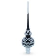 thumbnail image 2 of Black & White Scroll Pear Glass Christmas Tree Topper 11 Inches, 2 of 4