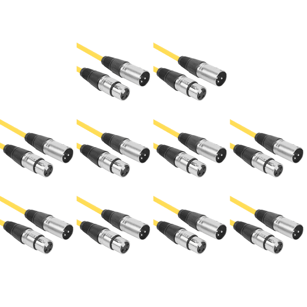 【2017-1】XLR 1 metro 3 pines a cable micrófono micrófono blindado extensión micrófono reducción ruido cable micrófono cable audio (amarillo)