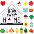 thumbnail image 1 of Home Interchangeable Decorative Sign Wooden Decorative Home Sweet Home Signs Interchangeable Table Centerpiece Blessed Table Centerpiece Wooden Plaque for Dinner Room Table Decor, 1 of 7