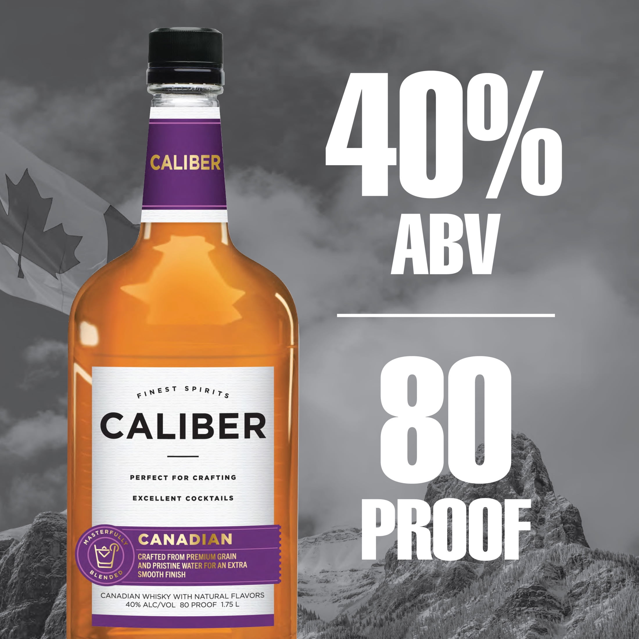Caliber Canadian Whisky, 1.75L Bottle of Whiskey, 80 Proof