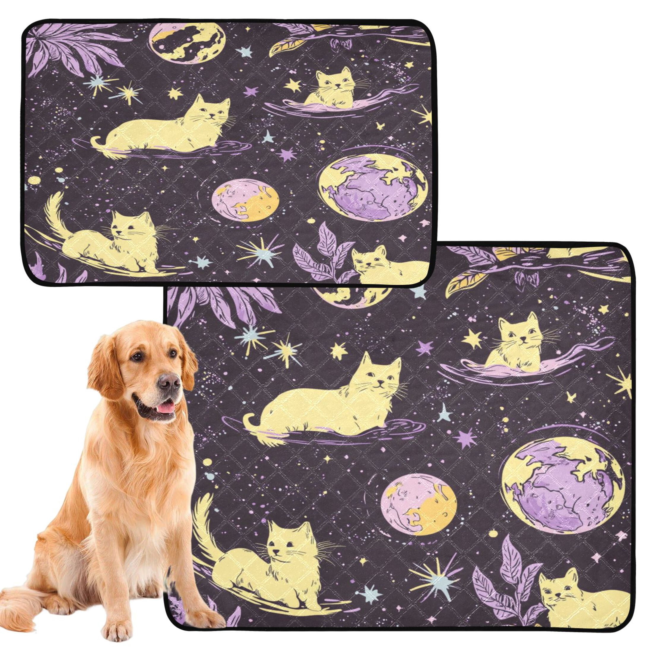 Qxltty Yellow Cats Artistic Pattern Cat litter Pads Pet Set of 3 Diaper Mats Center Anti-leakage Layer Absorbent Soft and Comfortable