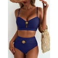 thumbnail image 6 of SHEWIN Womens Swimsuits Bathing Suits 2 Piece Bikini Sets High Waisted Cut Out Modest Swimsuit Full Coverage Beach Outfits Navy Blue XL, 6 of 11