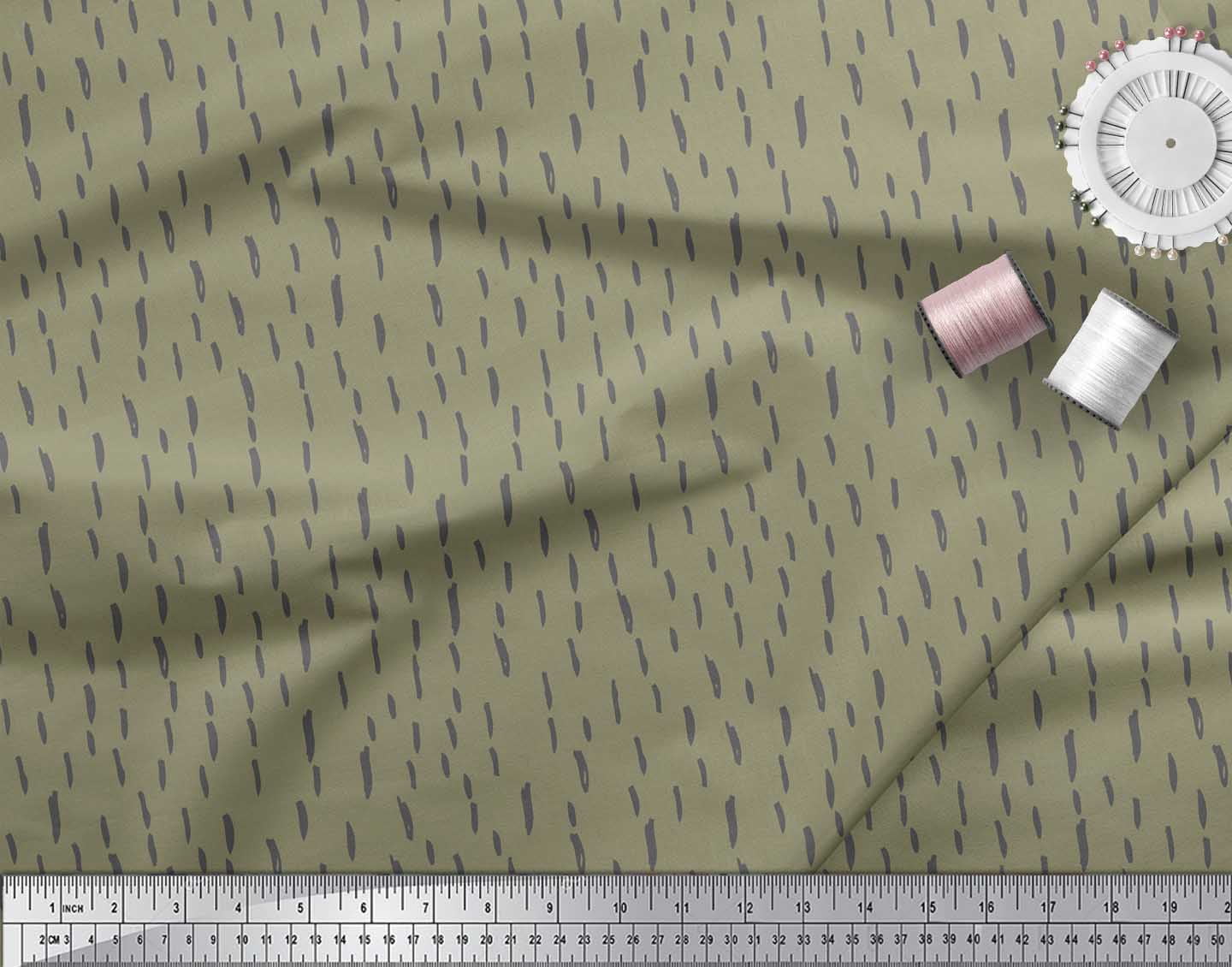 Soimoi Green Velvet Fabric Brush Stroke Abstract Print Fabric by Yard 58 Inch Wide