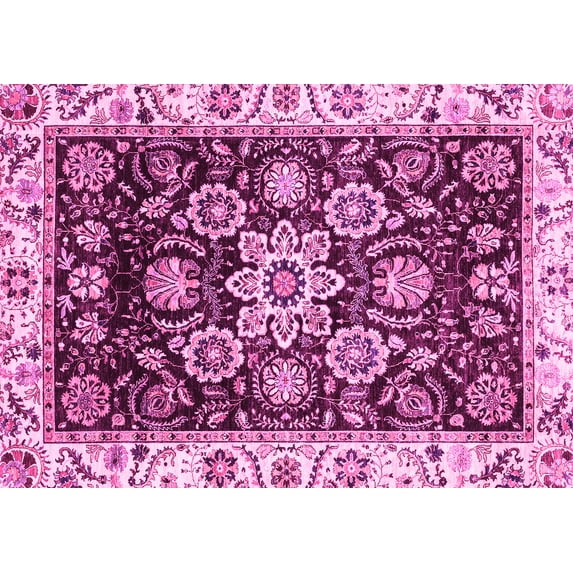 Ahgly Company Indoor Rectangle Abstract Pink Modern Area Rugs, 4' x 6'