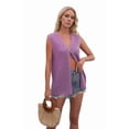 thumbnail image 3 of Knit Vest for Women Spring Summer V Neck Sleeveless Sweater Button Down Cardigan Casual Cute Tank Tops Purple XL, 3 of 8