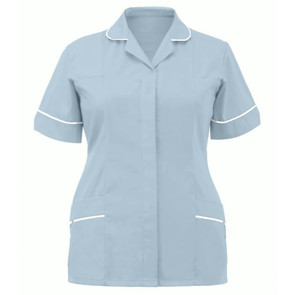 Lolmot Women's Nurses Tunic Uniform Clinic Carer Lapel Protective Clothing Tops Casual Loose Plus Size Solid Color T-Shirts Scrubs with Pockets