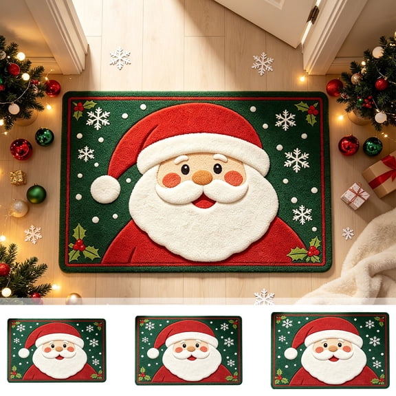 Fllostpr 16x24" Christmas Santa Doormat, Grip Backing Cozy Welcome Floor Rug for Bedroom Living Room Entryway Balcony Porch Indoor&Outdoor