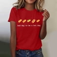 thumbnail image 2 of Public Womens Short Sleeve Graphic Tees Causal Bad Day to Be a Hot Dog Letter Printed Sleeve T-Shirts Summer Crew Neck Loose Fit Tops Shirts Red L, 2 of 5