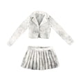 thumbnail image 2 of Conjunto de chaqueta corta y falda plisada a escala 1:6 para vestirse con accesorios de vestuario de moda Negro blanco, 2 of 9