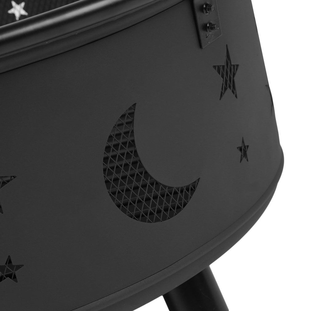 Outdoor Wood Burning Heater Steel Bowl Firepit Firepit BBQ Stove Star&Moon by TRY