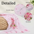 thumbnail image 2 of Pink Floral Valentines Pillow Covers, Linen Long Throw Pillow Case, Spring Flowers Leaves Botanical Holiday Pillow Protector Decorative Cushion Cover for Living Room/Bedroom 16" x 24", 2 of 8