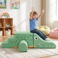 thumbnail image 2 of Costway 3 PCS Soft Velvet Toddler Climbing Toys Crocodile-Themed Foam Climbing Blocks Green, 2 of 10