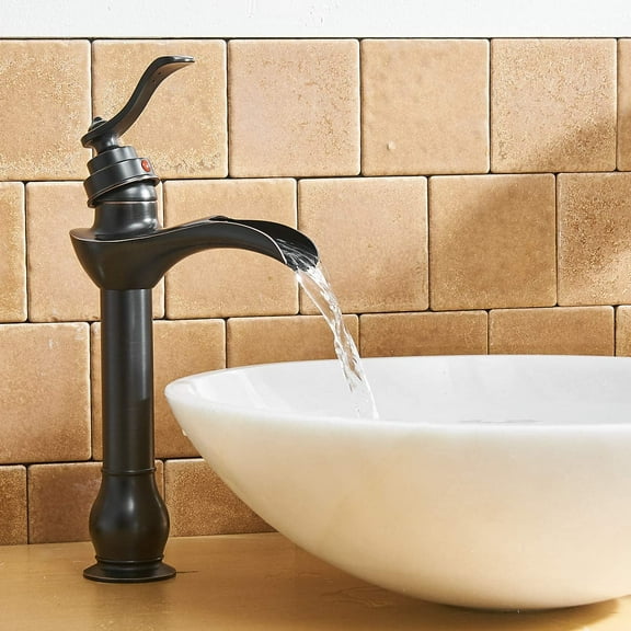 Vessel Sink Faucet Oil Rubbed Bronze Bathroom Faucet with Pop Up Drain Assembly and Supply Hose Single-Handle Single Hole Tall Bathroom Faucet Vanity Lavatory Mixer Tap Tall Body