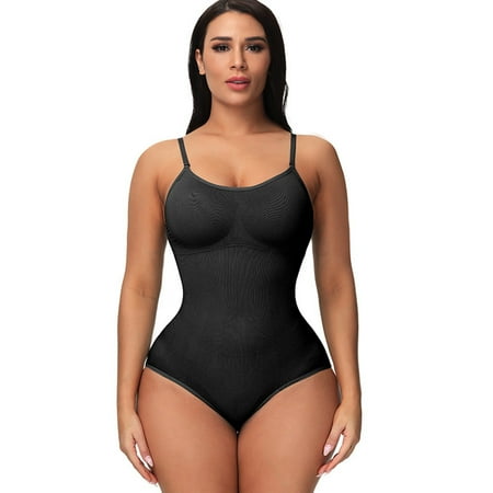 

EHTMSAK Womens Tummy Control Body Shaper Thong Seamless Seamless Bodysuit Shapewear Black XL