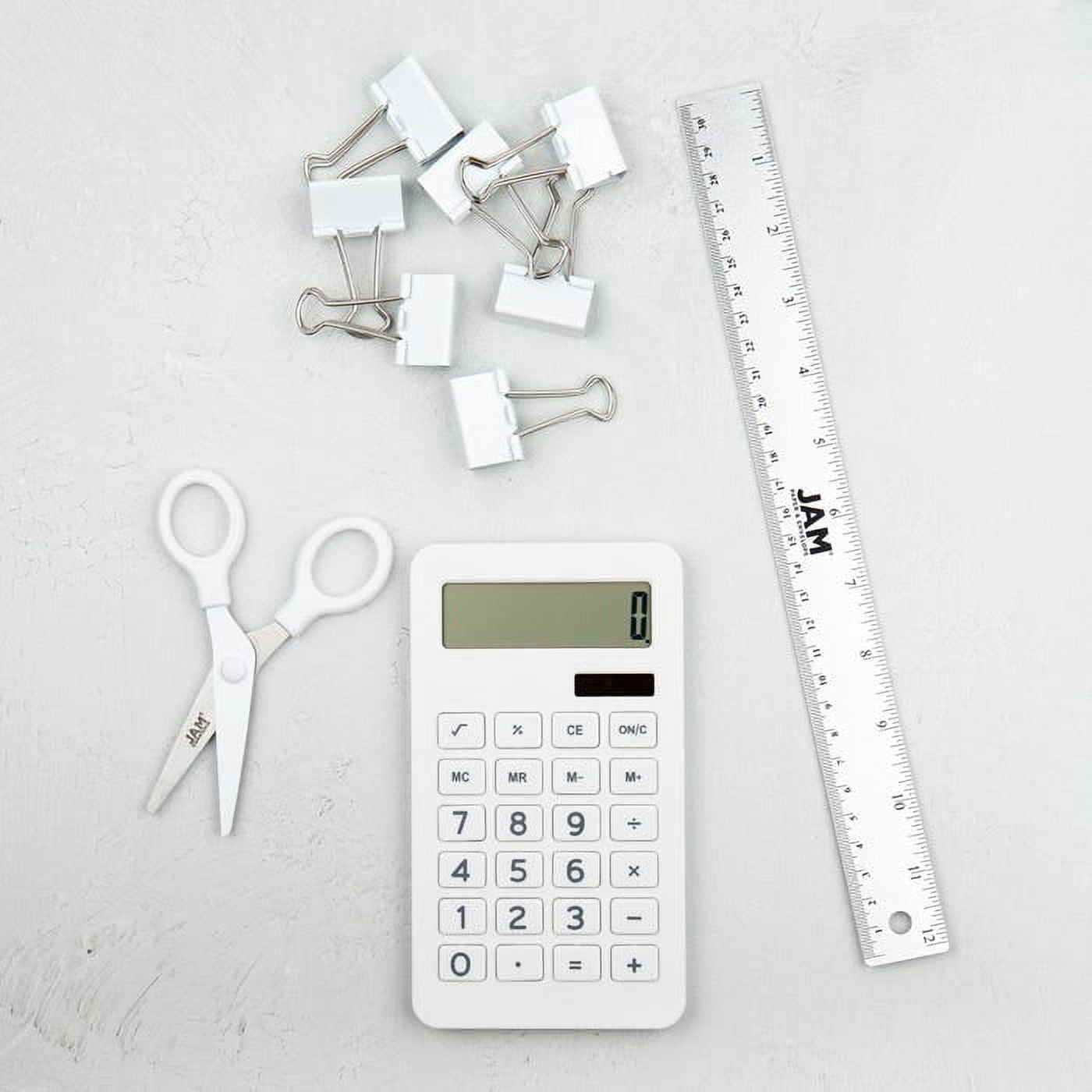 JAM Paper Desktop Calculator, 10 Digit LCD Display, 3 3/4 x 6 3/4 Inches, White, Bulk 10/Pack