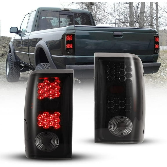 LED Tail Lights for 2001-2005 Ford Ranger Tail Lamps LED Rear Lights Rear Lamps Assembly Replacement,Matte Black Smoked Lens