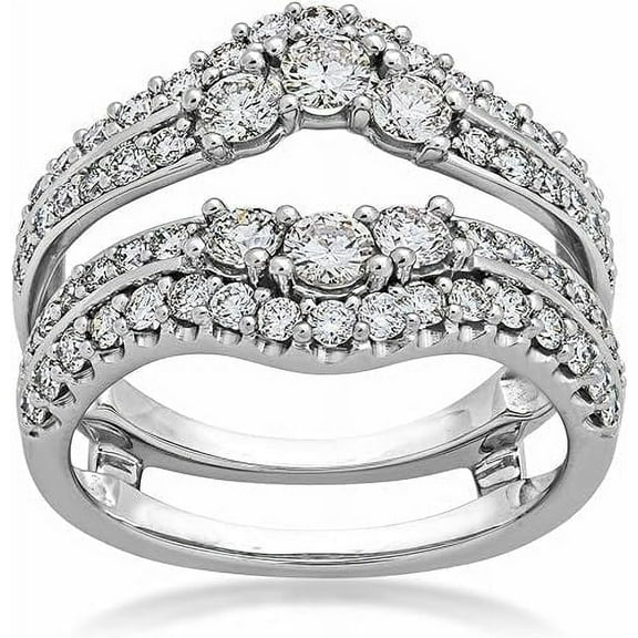 2.00Ct Round Cut White Diamond Enhancer Guard Wrap Engagement Band Ring 14k White Gold Finish-8.5