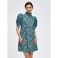 thumbnail image 4 of Vestido camisero LifeShe para mujer, verano, manga abullonada, azul floral, 4 of 6