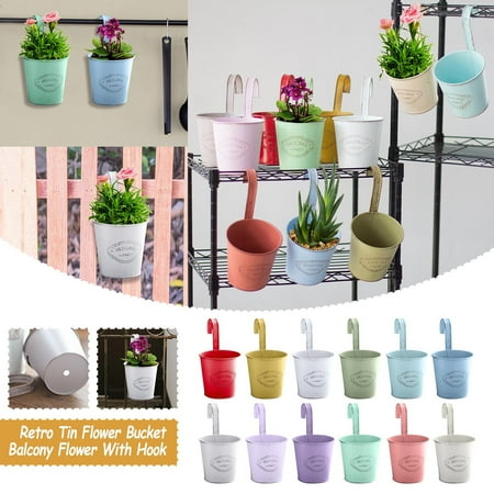 

Msuo Command Hooks Pot Bucket Small Bucket Mini Hook Flower Flower Flower Balcony Detachable Tin Patio & Garden As Shown