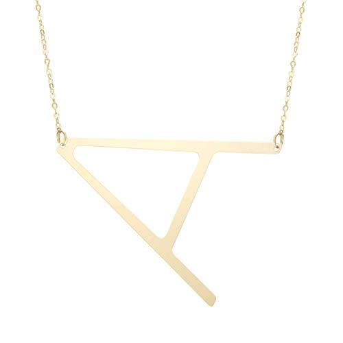 JewelStop 14k Yellow Gold 15mm Polished Initial-A Pendant on JewelStop 14k Gold 18" 0.8mm Extendable Classic Cable Chain