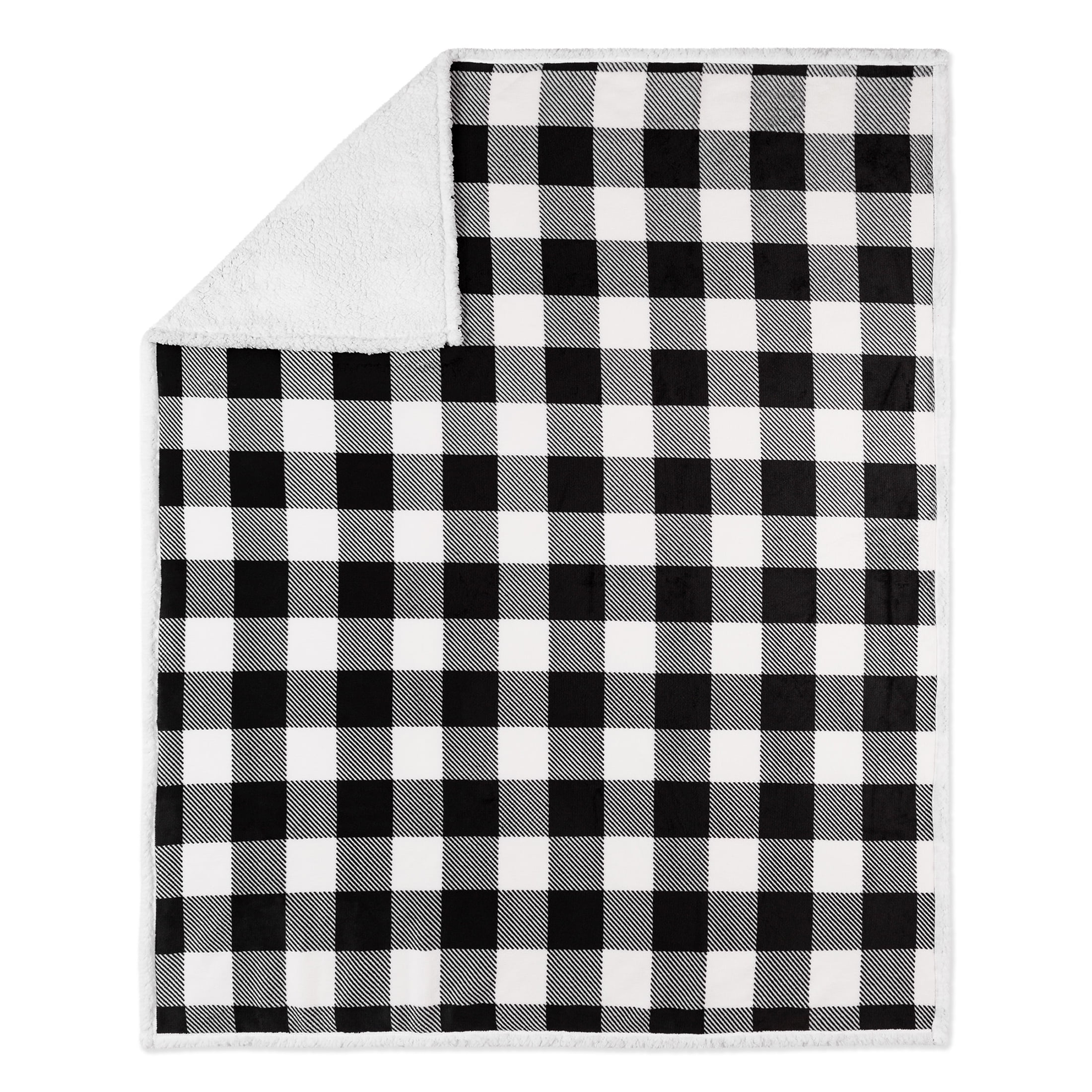Safdie & Co. Throw Blanket 50" x 60" Buffalo Plaid White And Black