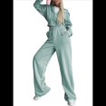 thumbnail image 2 of Conjunto Deportivo para Mujer: Sudadera con Capucha y Cremallera de Larga con Pantalones de Color Liso con Cordones - Conjunto de Dos Piezas Verde M, 2 of 7